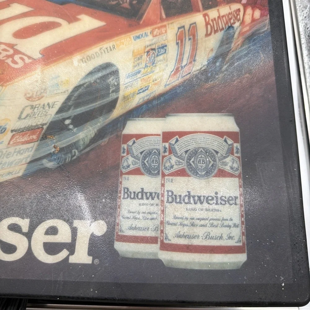 Vintage 1989 Budweiser Beer Racing Fans Lighted Sign Terry Labonte NASCAR Works!